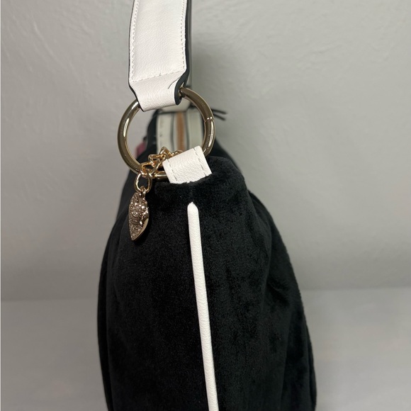 Juicy Couture Black Velvet Hobo with Pink Floral Embroidery - Picture 3 of 9